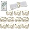 Pearl Napkin Ring Small Large Metal Frame Wedding Party Holiday Banquet Christmas Dinner Table Decorative Gift