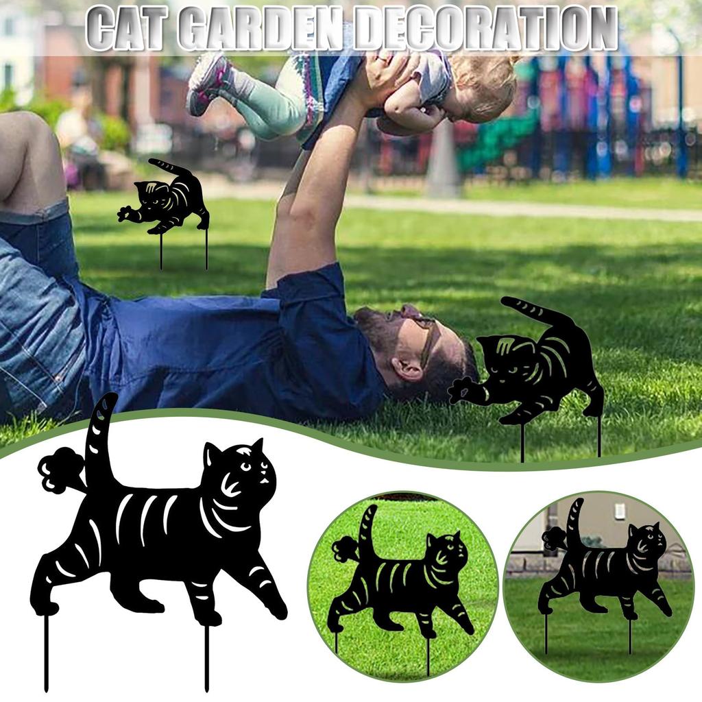 Garden Ornaments Cute Cat Acrylic Ground Plug Decoration Supplies Garden Insert Sign Yard Decoration Garden Ground Plug