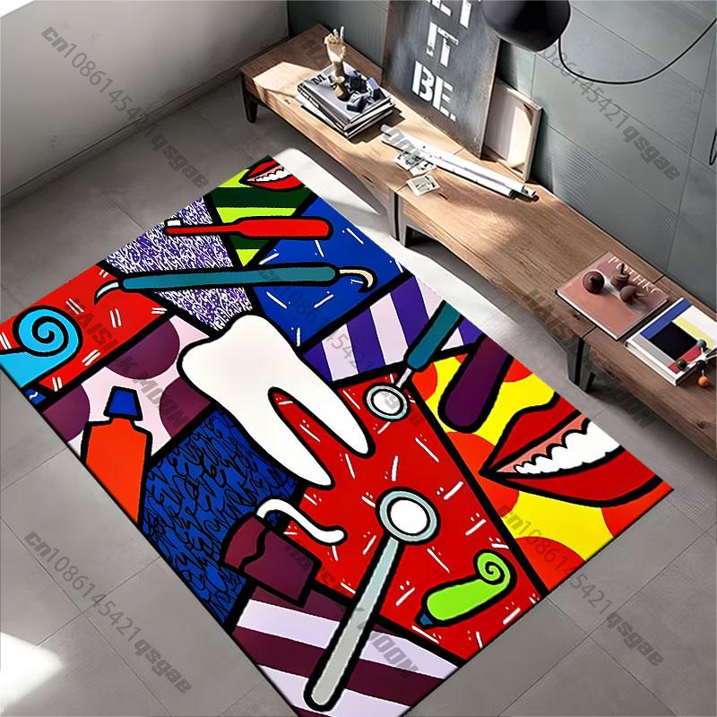 Dental Hygiene Tools and Teeth Carpet Yoga Living Room Room Decor Children's Crawling Mat Doormat Area Rug Games Mat