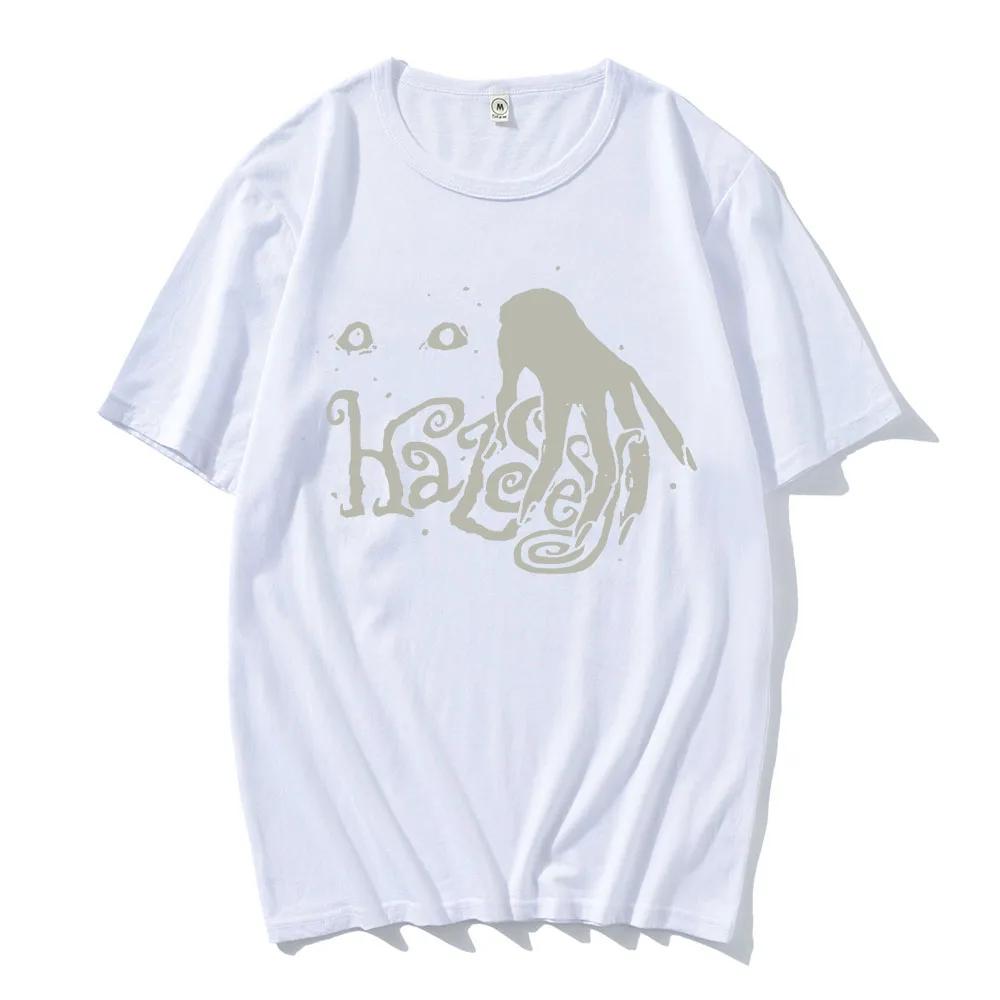 

Men s tentacle-eye winding text dark style pattern printed 100% pure cotton short-sleeved T-shirt, high-quality trendy top 4XL