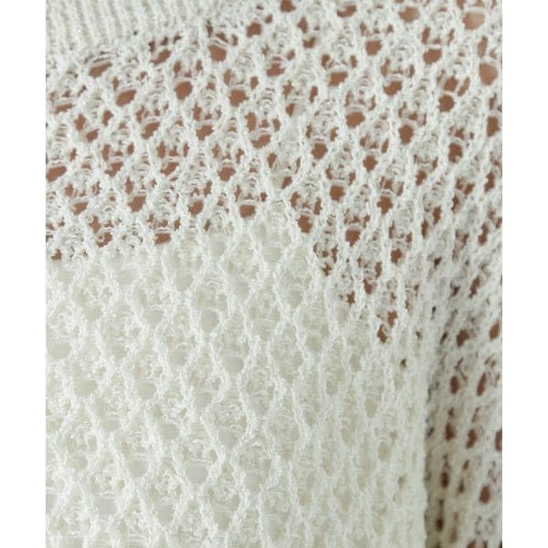 Beauty Mesh Blue [Natural Basic] Sweater, Lamé Knit,