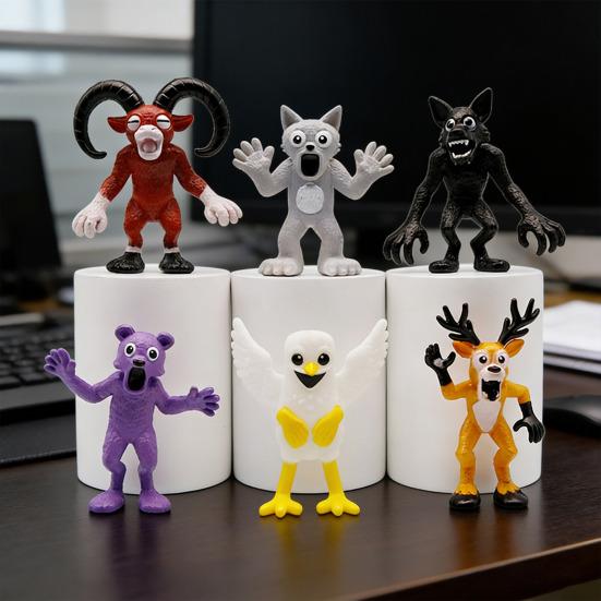 6/10/12/18Pcs Survival Horror Game Action Figure Cartoon Deer Owl Wolf Men Figurine Statue Decoration Ornament Forest Night Game Fans Collectibles