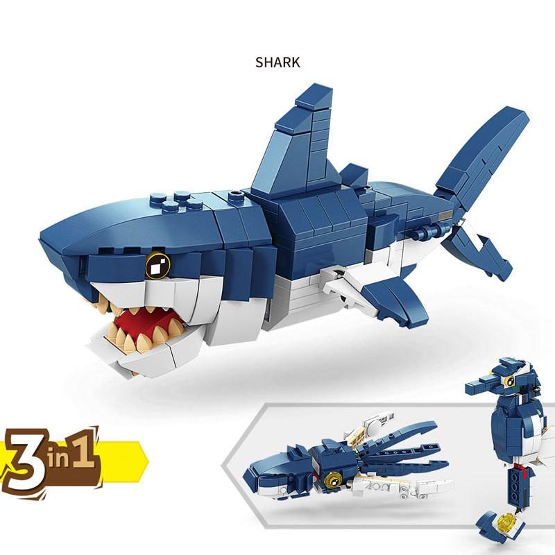 

Строительные блоки из мелких частиц Динозавр Тигровая акула Детская головоломка Игрушка в подарок для детей