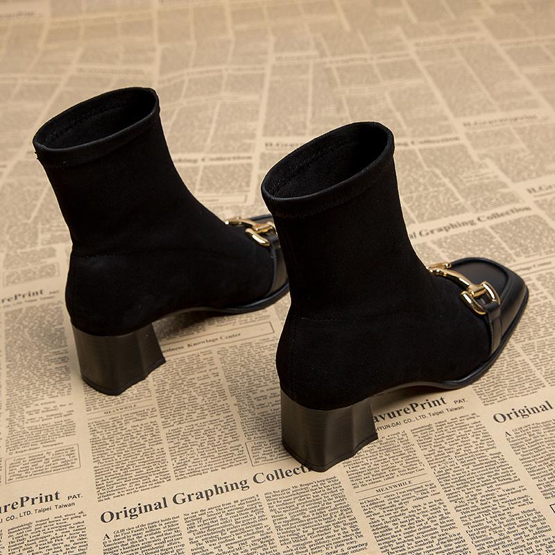 Boots women's autumn and winter new thick heel small short boots autumn and winter women's shoes medium heel high heel thin Martin boots