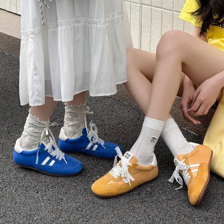 Ballet Style Moral Training Shoes Breathable 2025 Summer New Pearl Ribbon Forrest Gump Shoes Thin Versatile Thick-soled Shallow-mouth Board Shoes