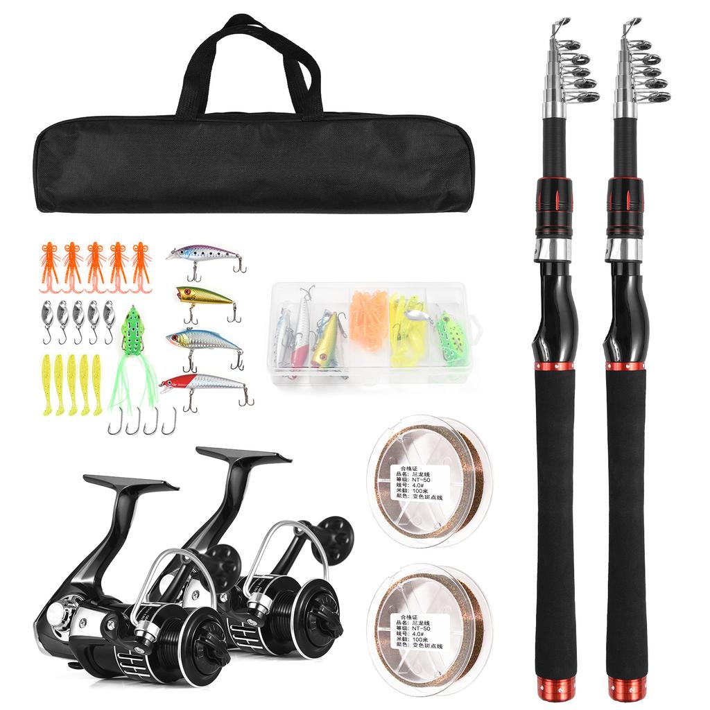 Telescopic Fishing Rod and Fishing Reel Combos Full Kit for Saltwater Freshwater