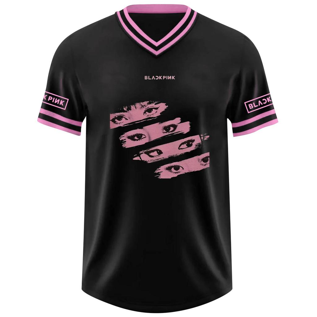 Women's V-neck Loose Printed Short-sleeved Baseball Jacket