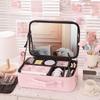 PU Leather Waterproof Multifunctional Cosmetic Storage Case With Mirror Lipstick Jewelry Make-Up Brush Organize Deposit Box