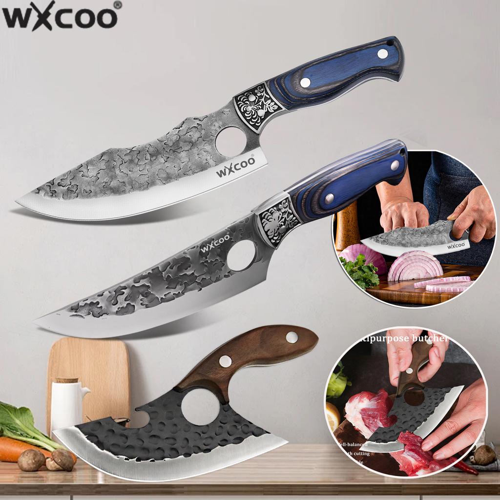Multifunctional Butcher Knife with Sheath Kitchen Boning Knife Meat Cleaver BBQ Cutter Stainless Steel Hand-forged Chef Knife