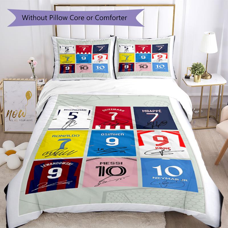 Set Biancheria da Letto Mbappe Copripiumino Traspirante con Federe Biancheria da Letto Decorativa per Camera da Letto Decorazione Casa Regalo di Compleanno