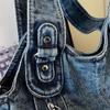 Vintage multi-zipper denim bag women's shoulder messenger bag