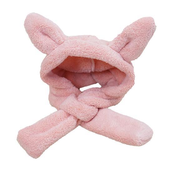 

Шапка для домашних животных, удобная зимняя шапка для собак, шарф, коралловый флис, головные уборы для кошек с трехмерными ушками, товары для домашних животных XS розовый