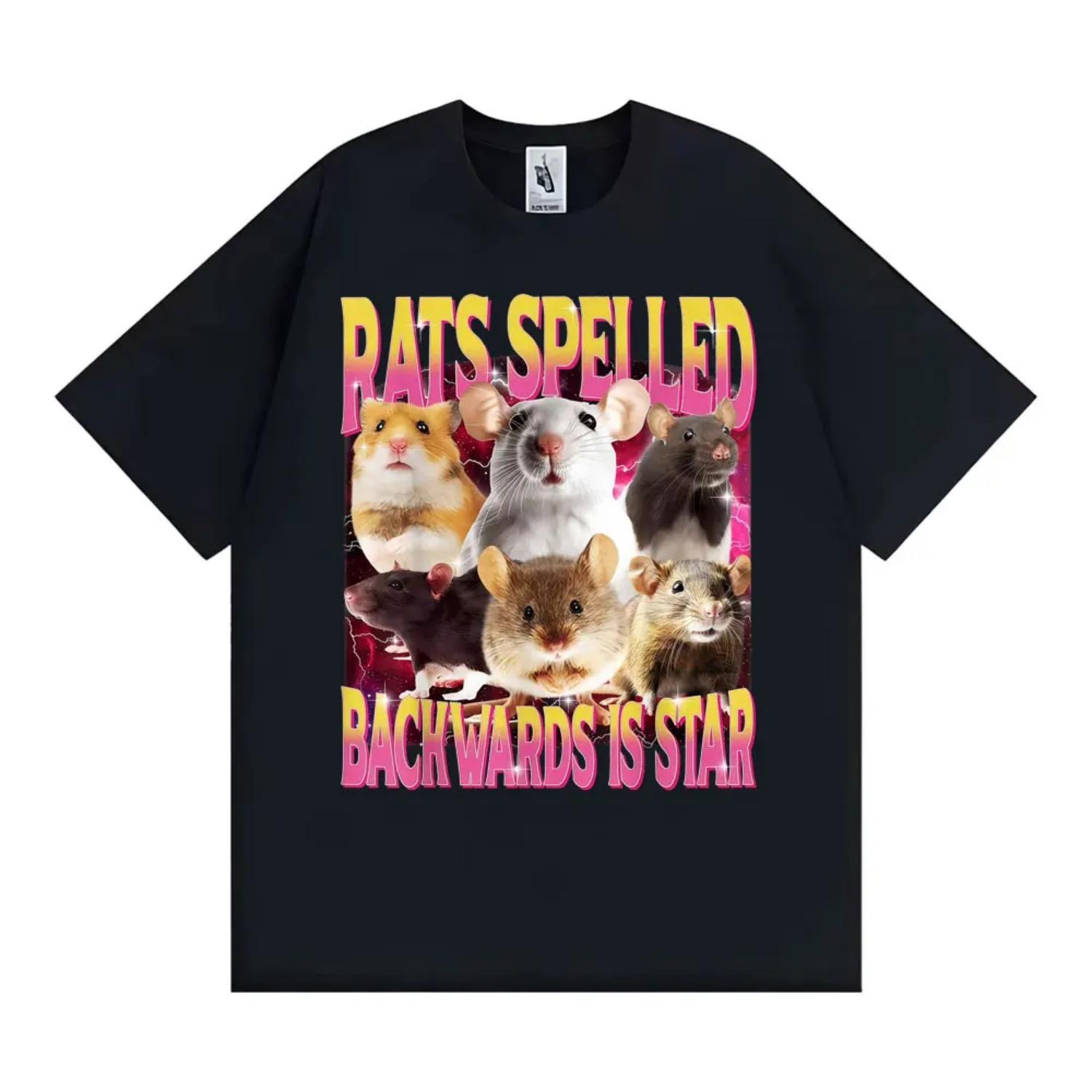 

Rats Spelled Backwards Is Star Funny Rat Meme T Shirts Men Women Retro Humor Short Sleeve T-shirts Oversized 100% Cotton T-shirt S чёрный