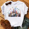 Funny Summer Disney Villains Printed Women T Shirts Round Neck Y2k Clothes Cartoon Graphic T Shirts 90s Female Tops Tees