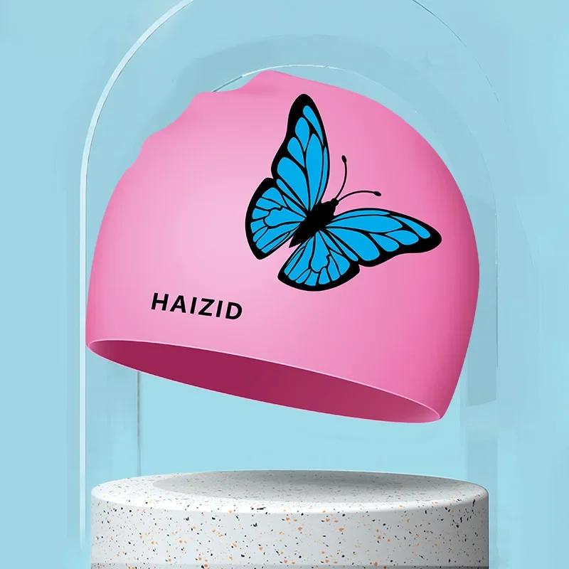New Fashion Printed Swim Caps For Women Silicone Waterproof Swimming Caps Large Long Hair Swimming Cap Swimming Pool Accessories