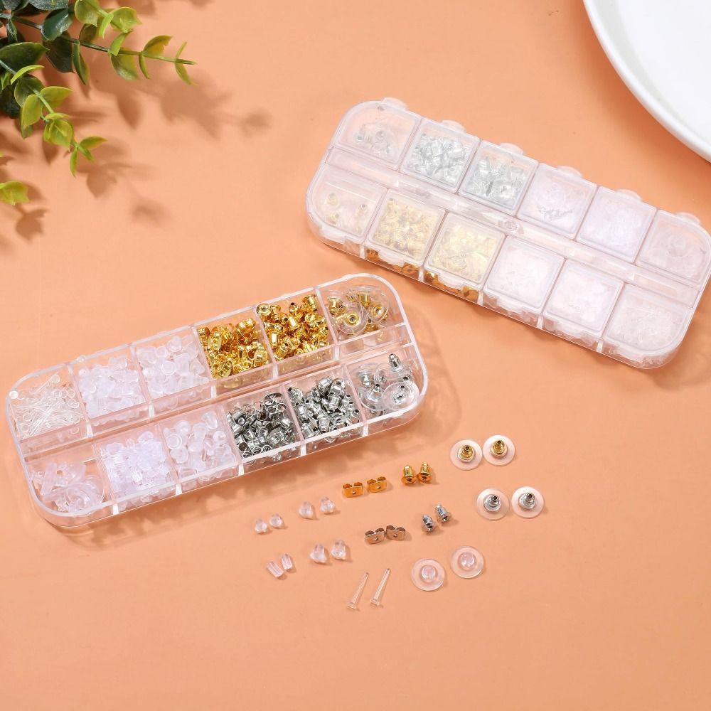 600Pcs/Set Anti Allergic Earring Backs Studs Kit Clear Earring Backings  Women's Gifts