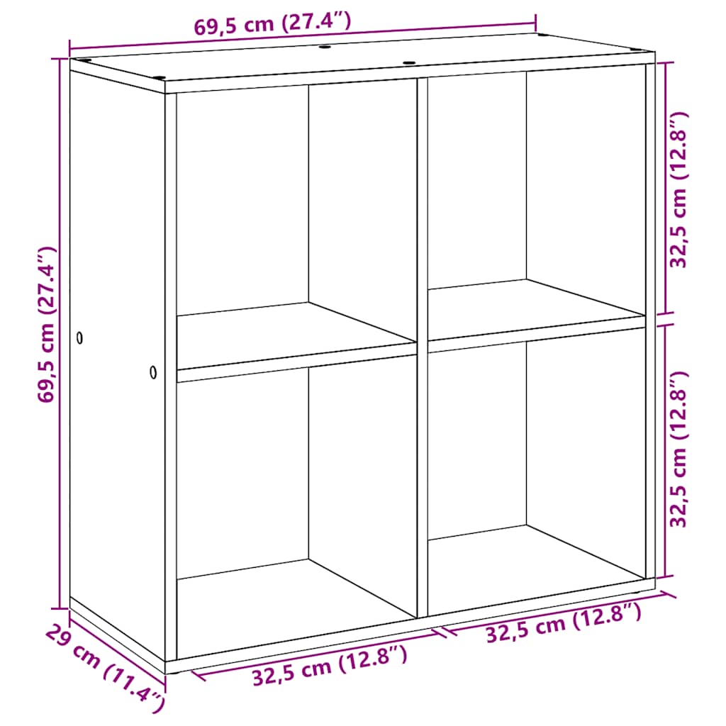 Room Divider Bookshelf Artisan Oak 69.5 x 29 x 69.5 cm