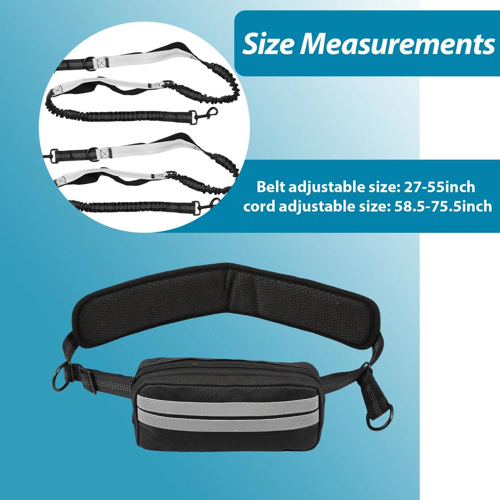Hands Free Dog Leash for Running Walking Reflective Leash with Waist Bag Retractable Traction Rope for Running Walking Jogging