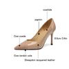 Fashion Women's new pointed leather patent leather color blocked temperament sexy slim heel high-heeled plus size work shoes