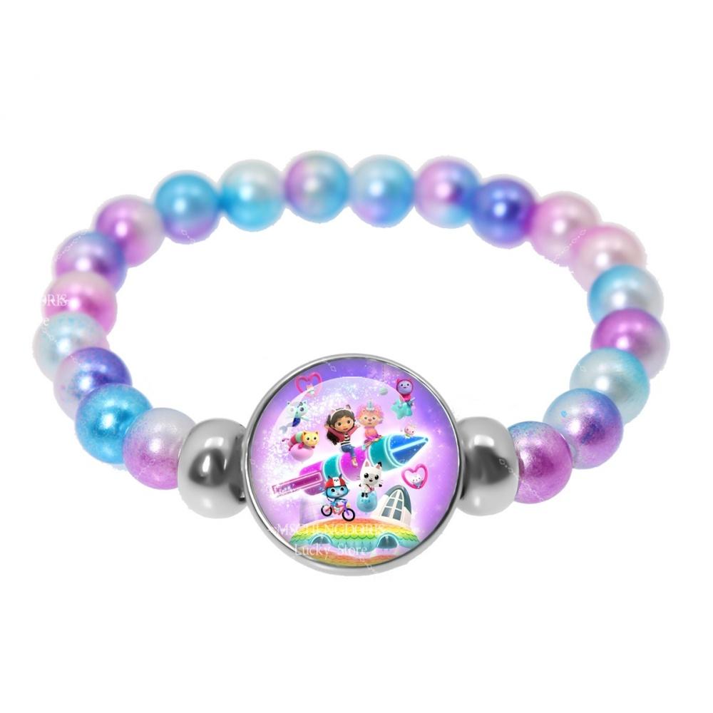 Braccialetto Casa delle Bambole Gabby Braccialetto Colorato Fashion con Perline di Vetro Cartone Animato Anime Gioielli Accessori Regalo di Compleanno per Bambini Ragazze