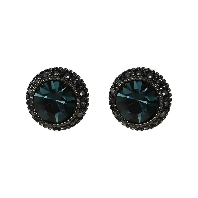 Copper Plated Real Gold Zircon Stud Earrings Round Geometric Ear Jewelry Daily Neutral