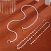 Silbernes doppellagiges Sicherheitsnadel-Kettenhalsband mit kubanischer OT-Schließe 42+46+5cm Gliederkette für Geschenk Hauptmaterial Messing S0870
