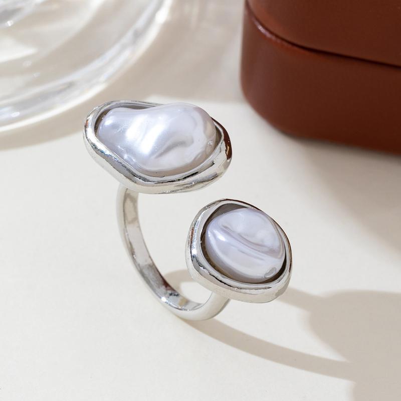 Luxus Barock Imitation Perle Verstellbare Ringe für Damen Mode Metall Tropfen Nischen Design Zeigefinger Ring Party Schmuck