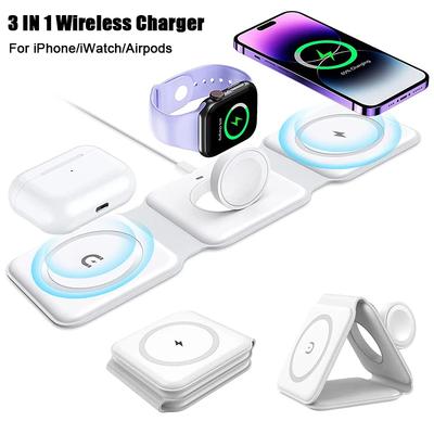 Magnetic Wireless Charger 3 In 1 for iPhone 15 14 13 12 11 Pro Max  Watch AirPods Fast Charging Dock Station Magsafe Type C