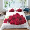Valentine's Day Rose Duvet Cover Set Romantic Couple Theme Bedding Set 3D Rose Comforter Cover Set Love Bedspread Twin King Size