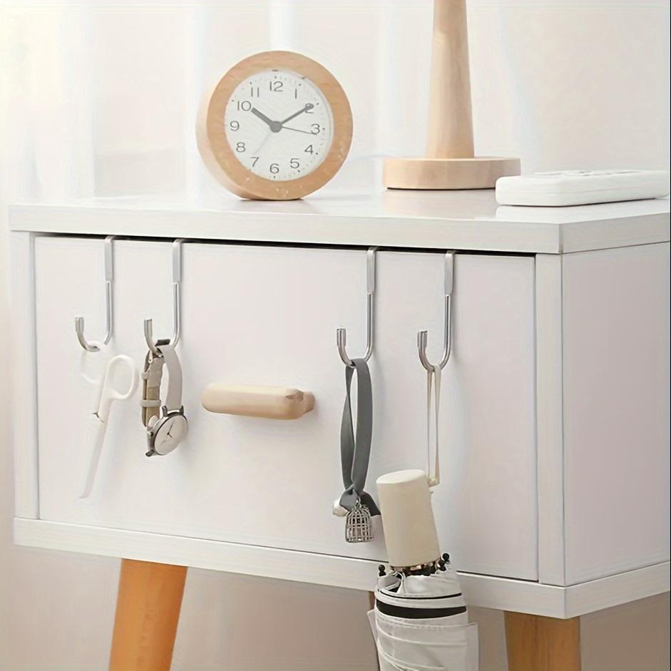 Stainless Steel S-Shaped Double Hook 1pc - Punch-Free Wall Mount Cabinet Door Hanger - Easy Install Traceless Hanging Clothes Hook for Kitchen