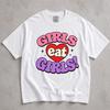 Girls Eat Girls Shirt, Retro Herz Grafik T-Shirt, Lustiges Lesben Pride Top, Sapphische Geschenkidee, Queer WLW Kleidung