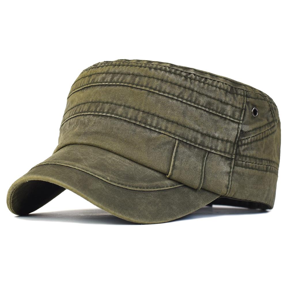 Unisex Vintage Gewaschene Baumwolle Flaches Oberteil Militärkappe Verstellbar Vier Jahreszeiten Lässige Mütze für Männer Frauen Einzigartiges Design