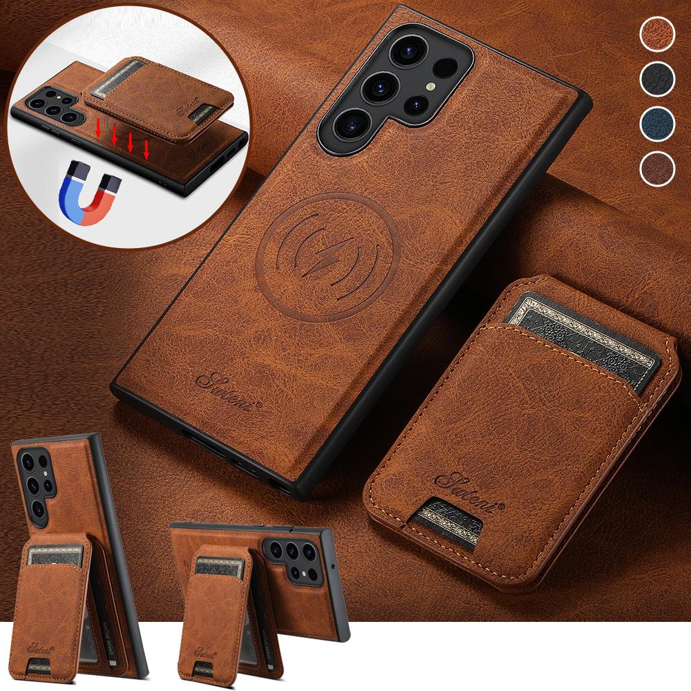 Odpinany 2 w 1 Skórzany Portfel Magnetyczny Uchwyt na Karty Etui na Telefon do Samsung Galaxy S24 S23 Ultra S22 Plus Ładowanie Bezprzewodowe