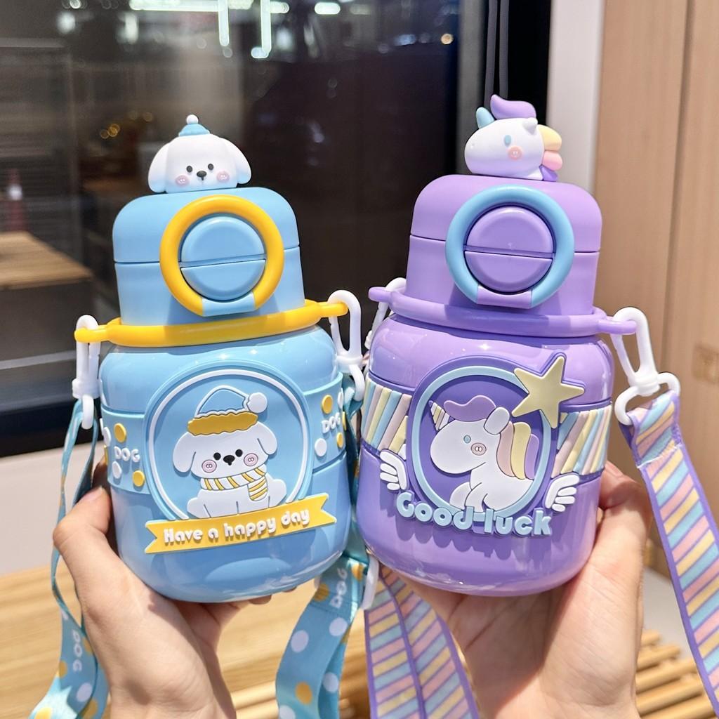 Capybara Childrens Insulated Water Bottle With Straw Lock For School And Travel