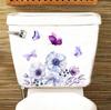 Adesivi per WC Fiori Viola e Farfalla, Decalcomanie Impermeabili Rimovibili per Decorazione Parete Bagno, Autoadesivi