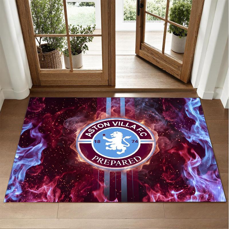 Aston Villa Futbol Tasarımlı Kristal Kadife Halı Yatak Odası Girişi İçin Yumuşak Dekoratif Mat