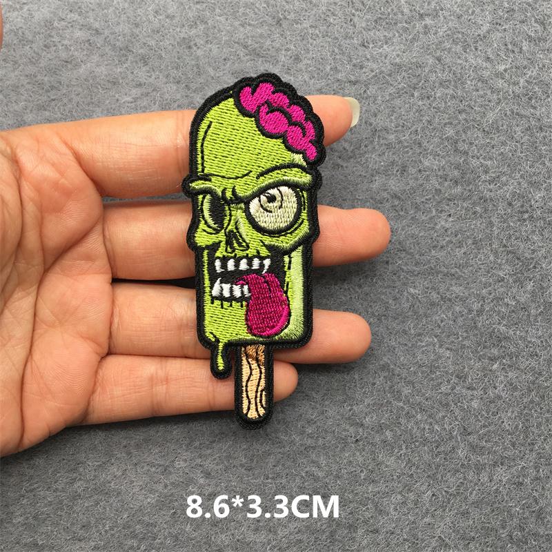Punk Patch Flame Embroidery Patches For Clothes Scary Skull Iron On Patches On Clothing Embroidered Jacket Badge Sticker