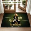 Crystal Velvet Square Rug Custom NameBillie Eilish Pattern Non Slip Home Floor Decor Rug