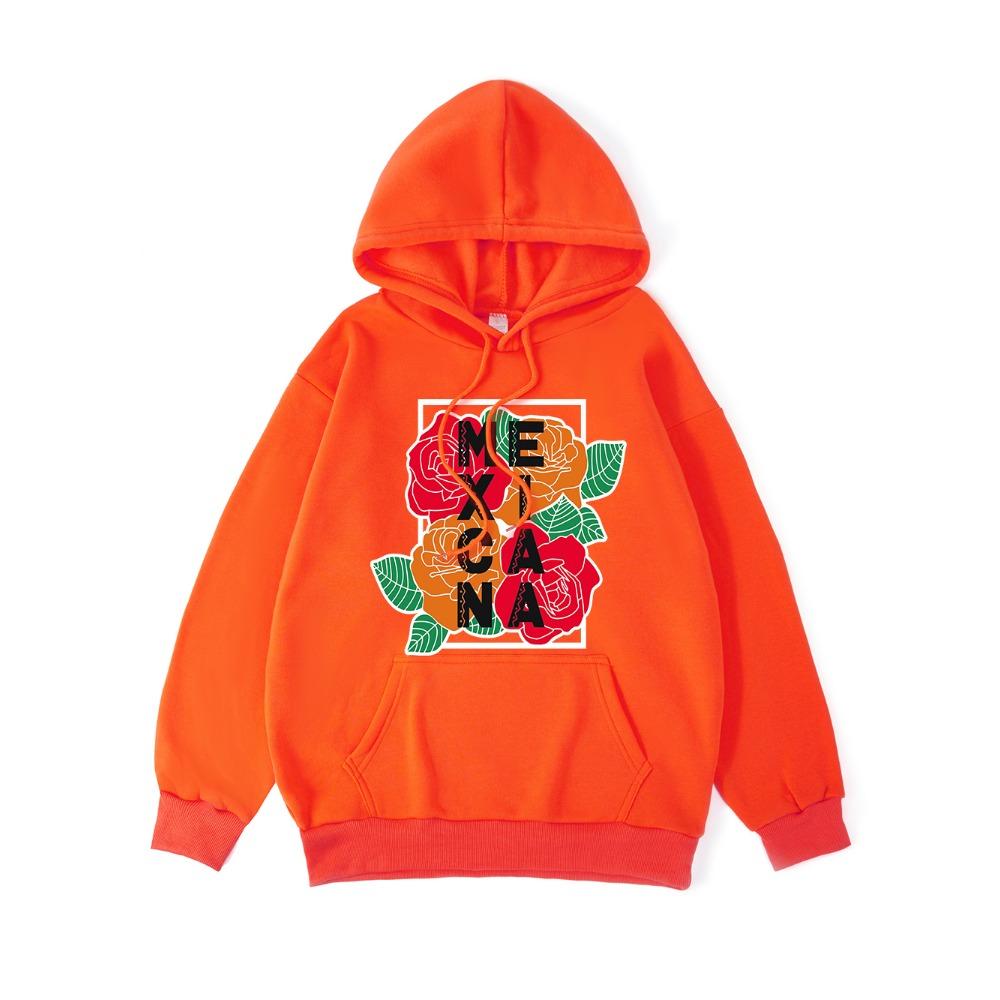 Mexico Letter Flag Printed Hoodie Women Comfortable Loose Hooded Winter Fleece Warm Sweatshirt Basics Streetwears