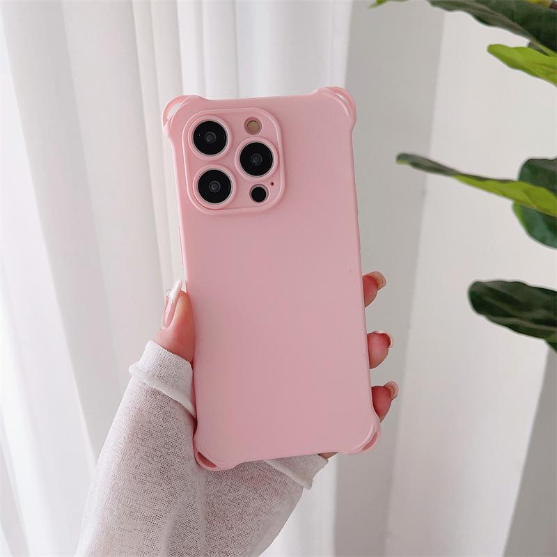 Solid color four corners anti-drop, suitable for Apple 14 mobile phone case integrated lanyard iPhone13 silicone 12promax soft case