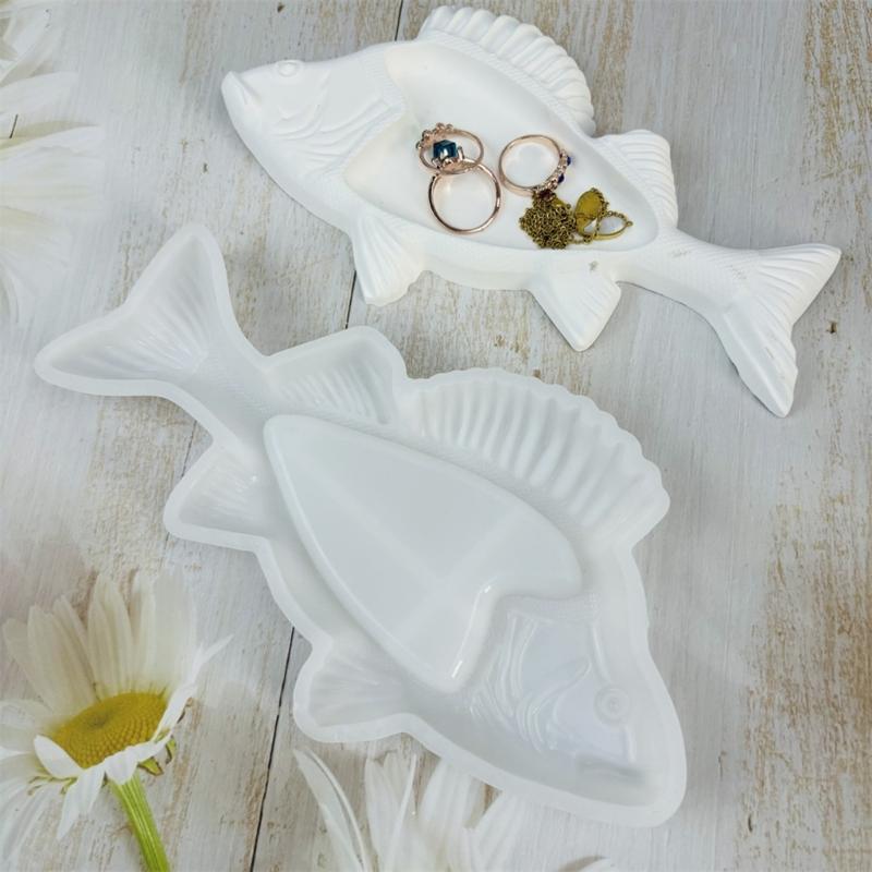 Fish Storage Tray Silicone Mold Jewelry Display Dish Epoxys Resins Molds Fish Shaped Coaster Candle Cup Gypsum Plasters DIY