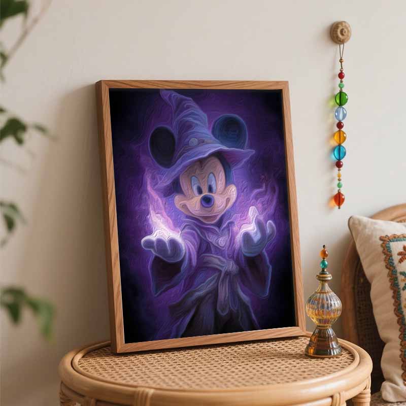 Disney Oil Painting Kit Canvas Sorcerer Mickey DIY Home Decor Gift, Magical Art 128 Characters