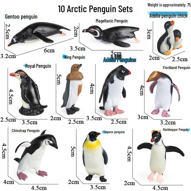Polar Wildlife Animal Model Toy Set: Polar Bear & Penguin