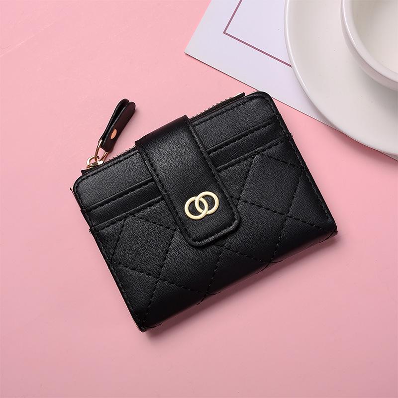 2024 Spring Women's High-End Zipper Coin Purse: Short Solid Color Wallet & Card Holder