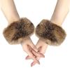 Women Winter Cold Warm Faux Fur Elastic Wrist Slap On Decorative Wrist Cuffs Ladies Solid Color Arm Warmer Plush Wrist Protector