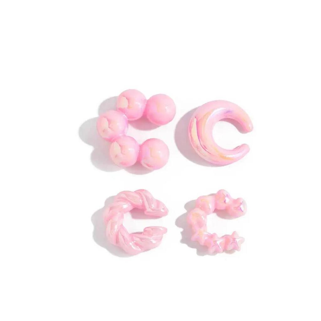SHIXIN 4Pcs Elegant Clip Earrings for Women New Colorful Circular Ear Clip Without Ear Hole Transparent Fashion Hoop Earring Set