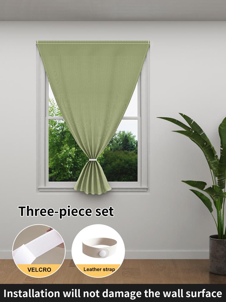 No Drill Velcro Blackout Curtain Eco Friendly Polyester Sun Shield Window Shade
