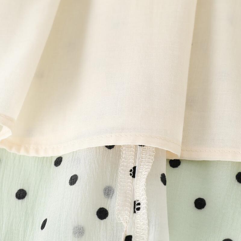 Montagut Kids Girls' French Square Neck Polka Dot Vest Dress