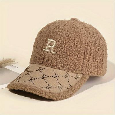 Damska modna dzianinowa czapka beanie, ciepła, pogrubiona czapka zimowa z podszewką z polaru, sportowa czapka baseballowa na aktywności na świeżym powietrzu