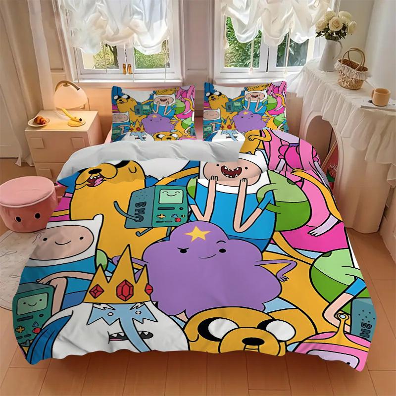 Set Copripiumino Adventure Time 3 Pezzi, 1 Copripiumino + 1/2 Federe (Nessun inserto), Copripiumino Matrimoniale, Set Biancheria da Letto, Biancheria da Letto, Letto Stagionale